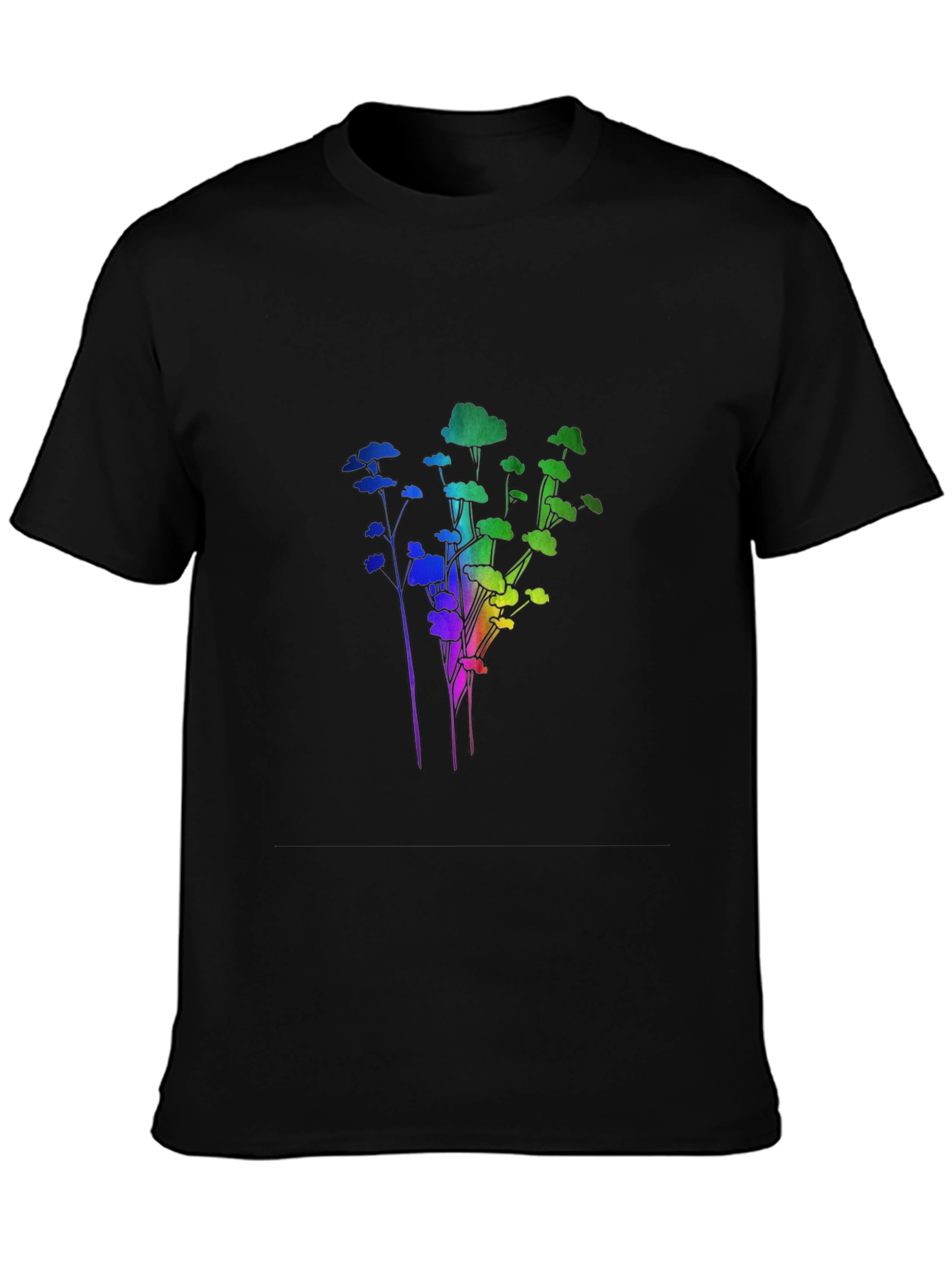 Rainbow Trees Black T-Shirt