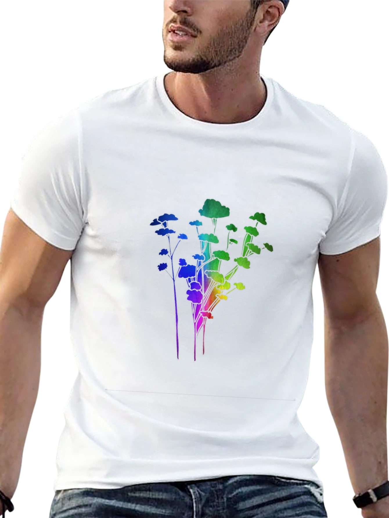 Rainbow Trees Black T-Shirt