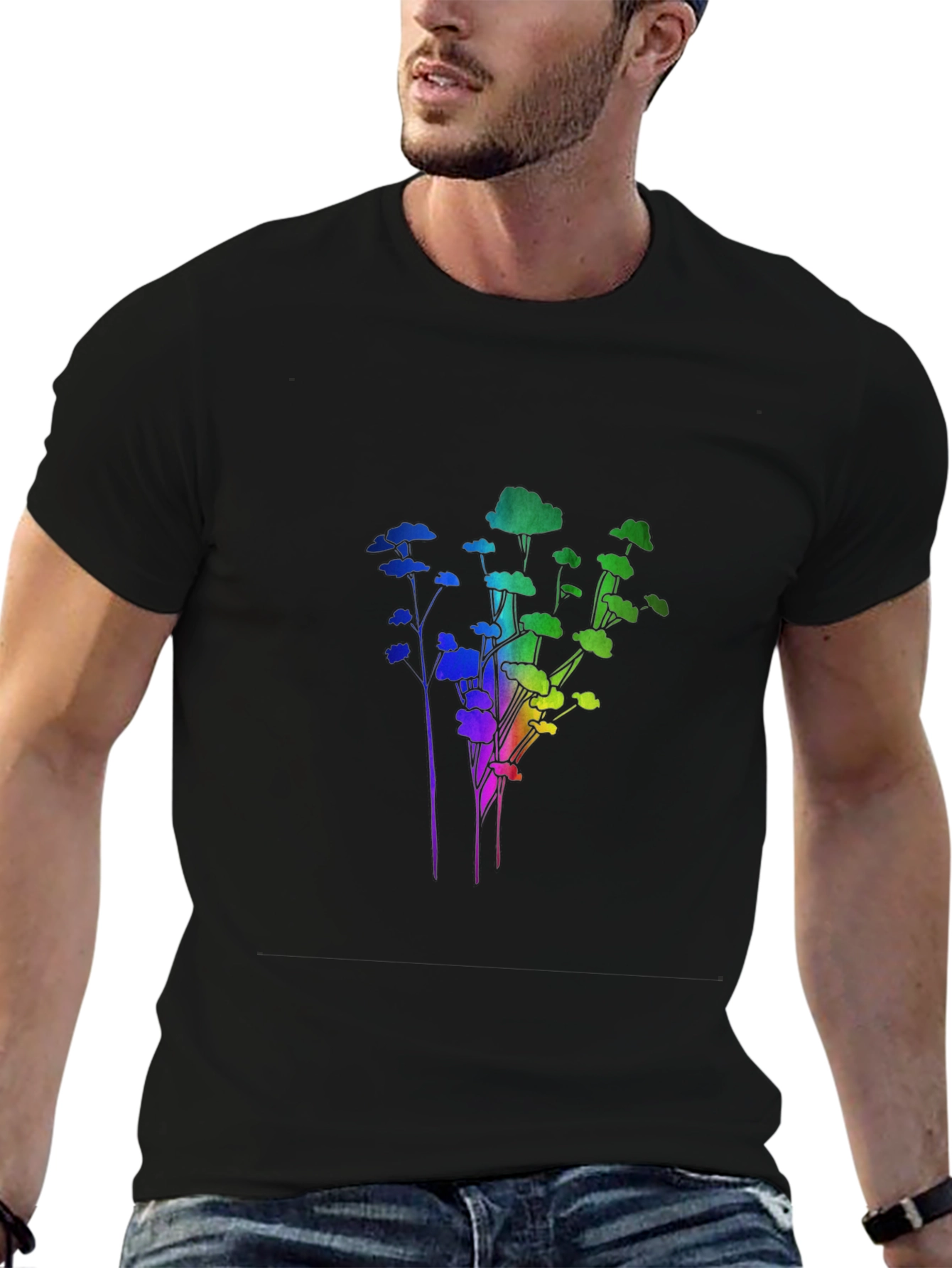 Rainbow Trees Black T-Shirt