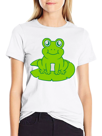 Frog On Lily Pad T-Shirt - Cute Cartoon Tee
