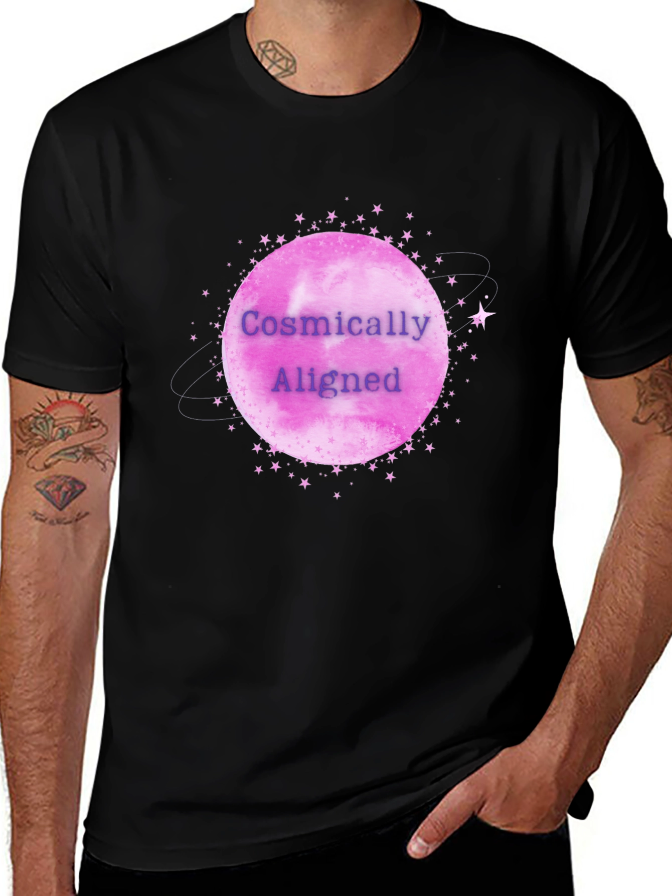 Cosmically Aligned Graphic Tee - Black