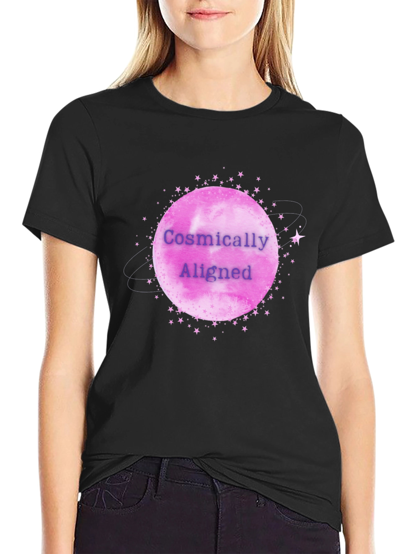 Cosmically Aligned Graphic Tee - Black