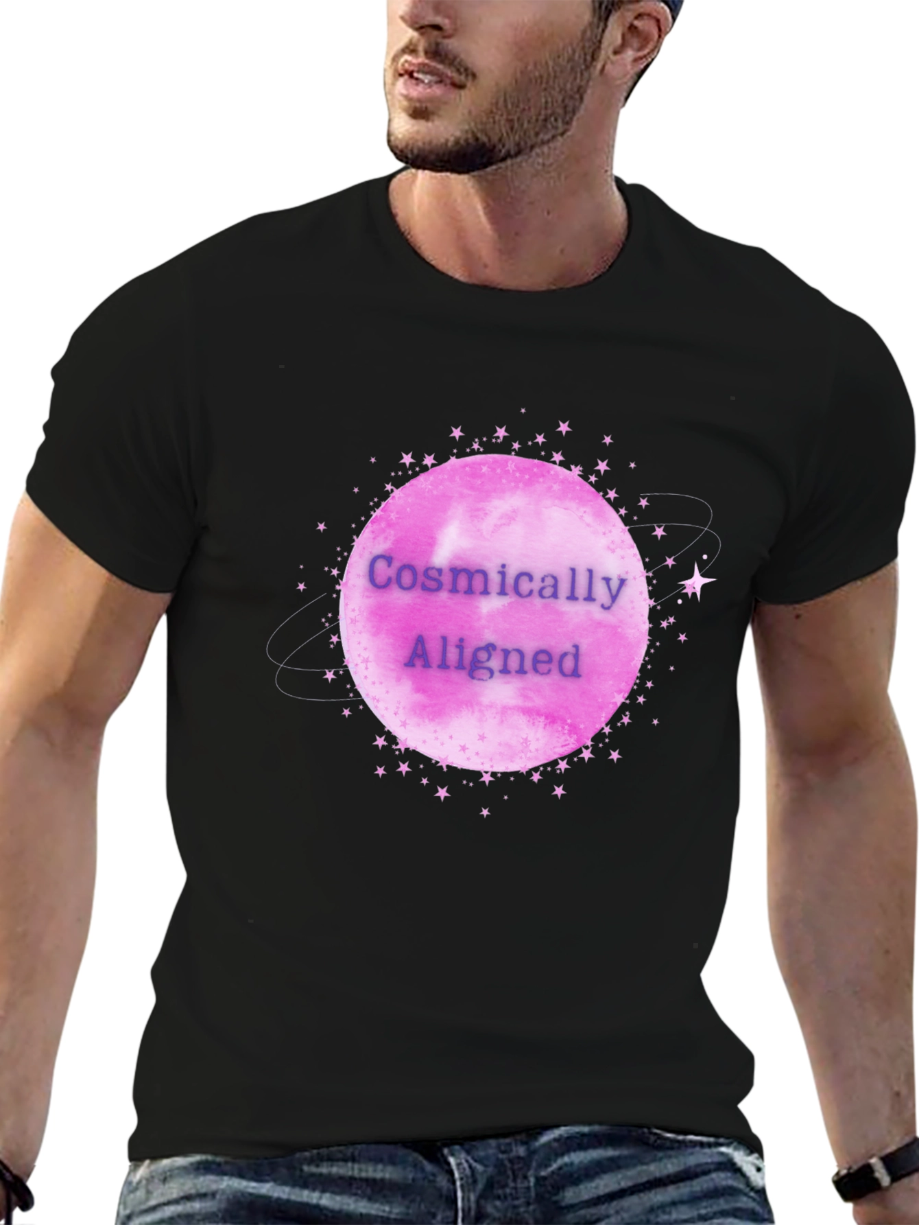 Cosmically Aligned Graphic Tee - Black