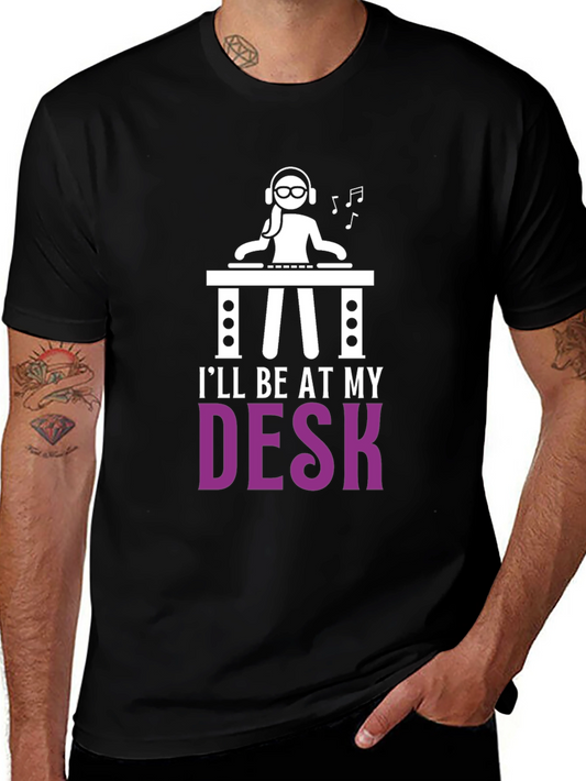 DJ at Desk Graphic Tee - Unisex Black Cotton T-Shirt
