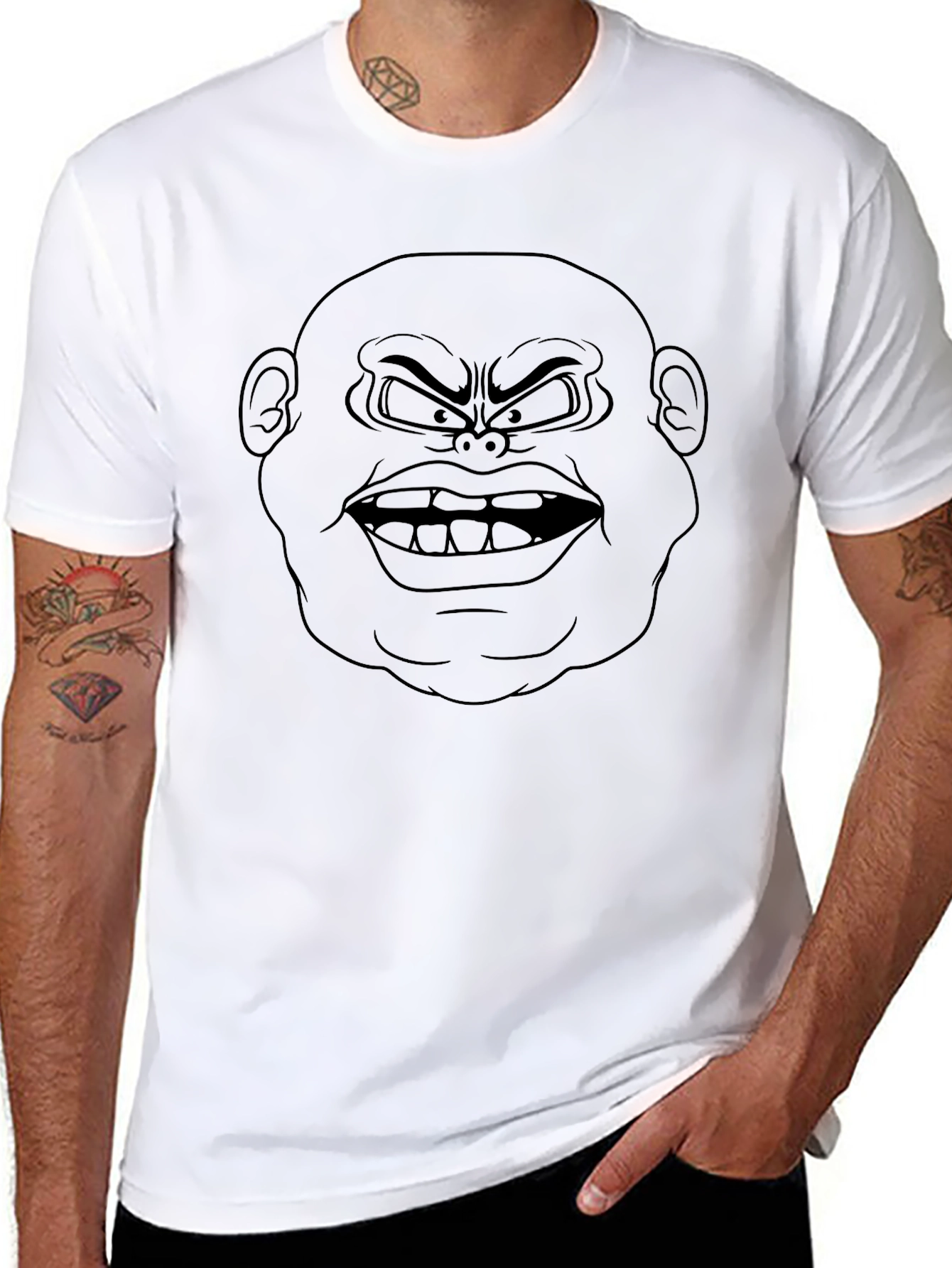 Angry Face Graphic Print Black T-Shirt
