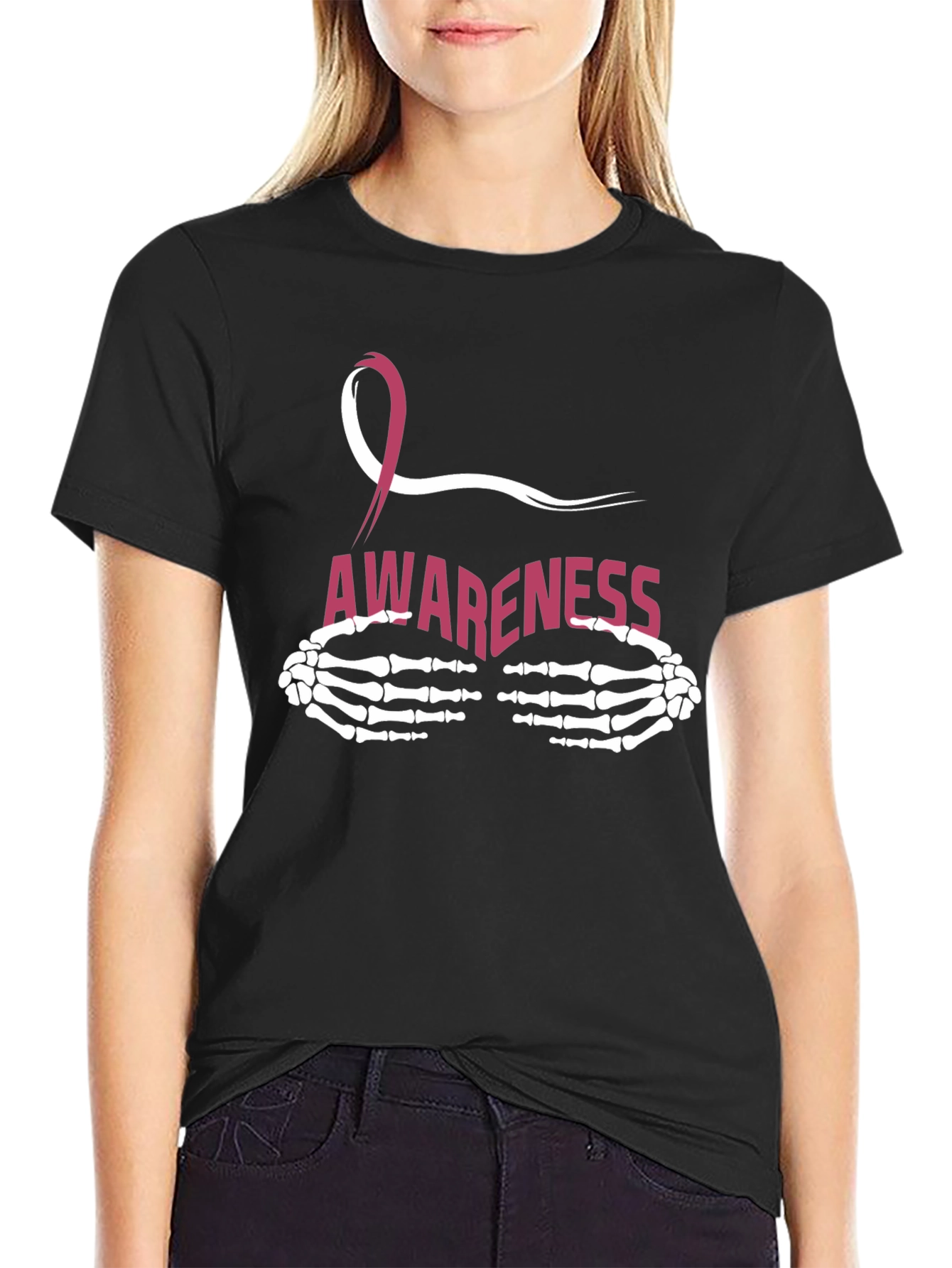 Breast Cancer Awareness Skeleton Hands T-Shirt