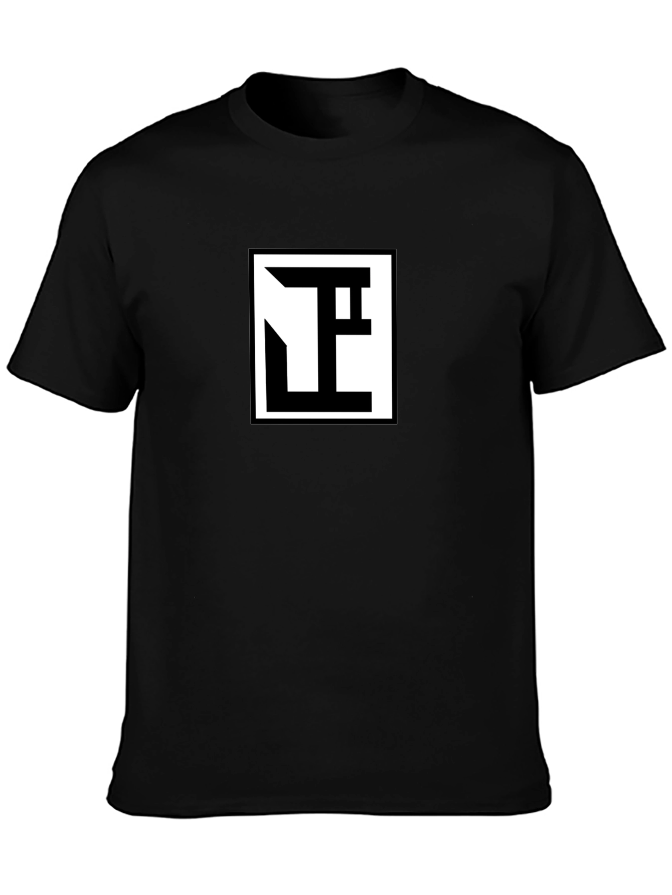Modern Geometric Logo Black T-Shirt - Premium Comfort