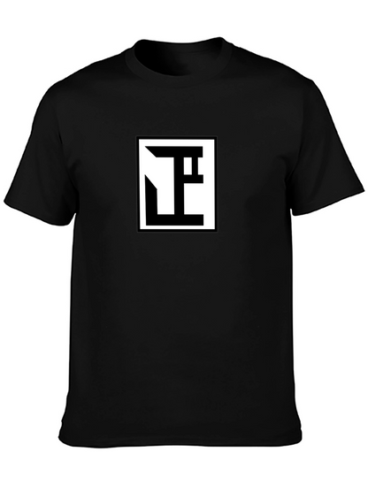 Modern Geometric Logo Black T-Shirt - Premium Comfort