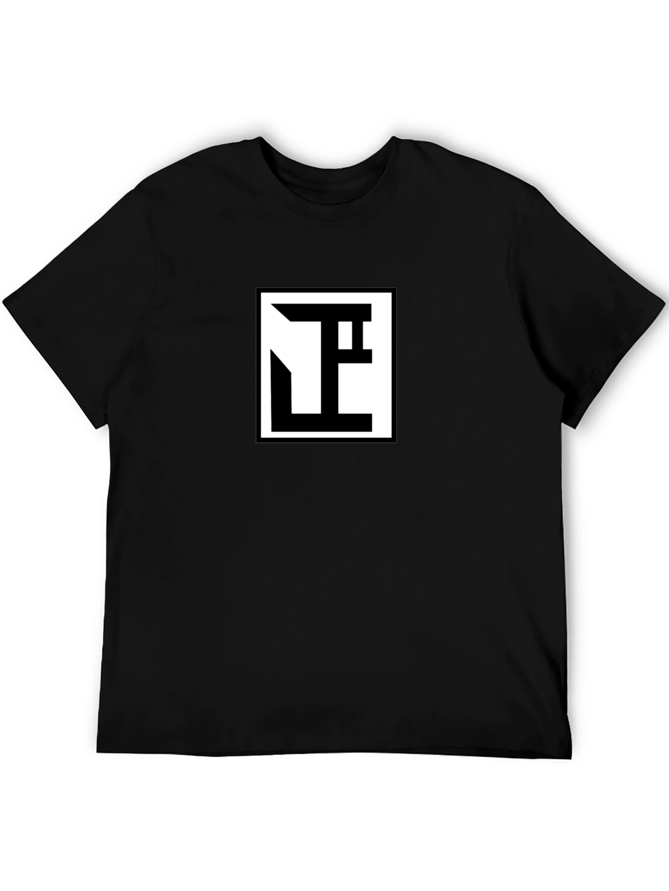 Modern Geometric Logo Black T-Shirt - Premium Comfort