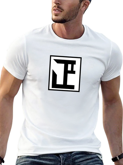 Modern Geometric Logo Black T-Shirt - Premium Comfort