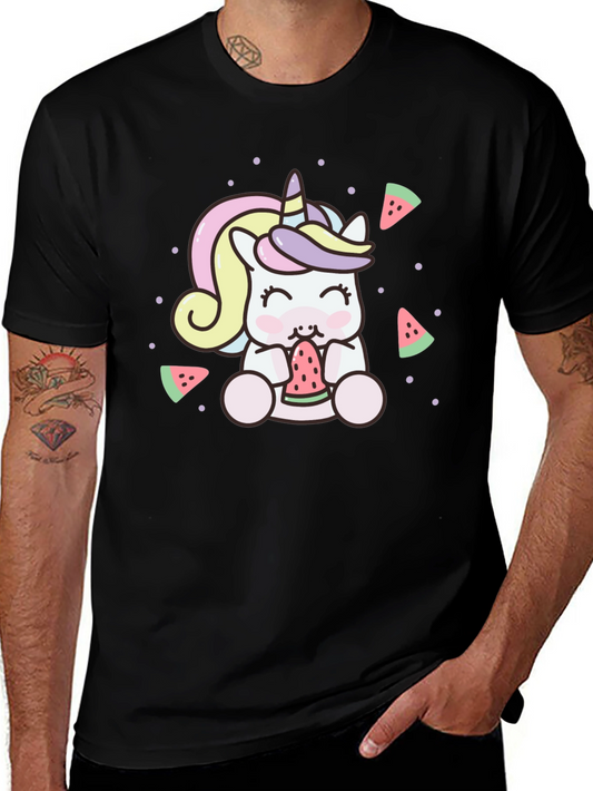 Unicorn Eating Watermelon Graphic Tee - Cute & Comfy