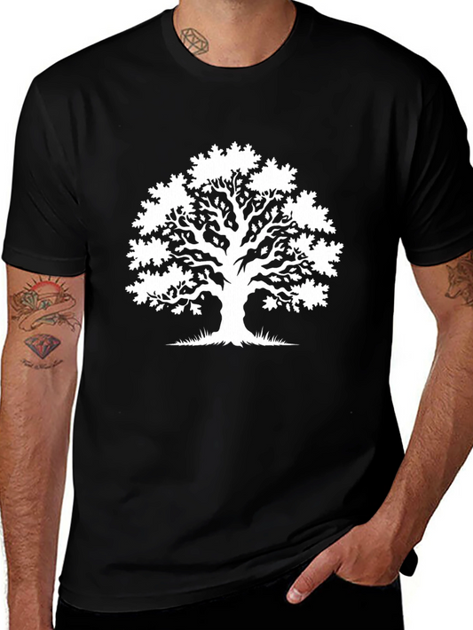 Nature Tree Graphic Tee - Black Casual T-Shirt
