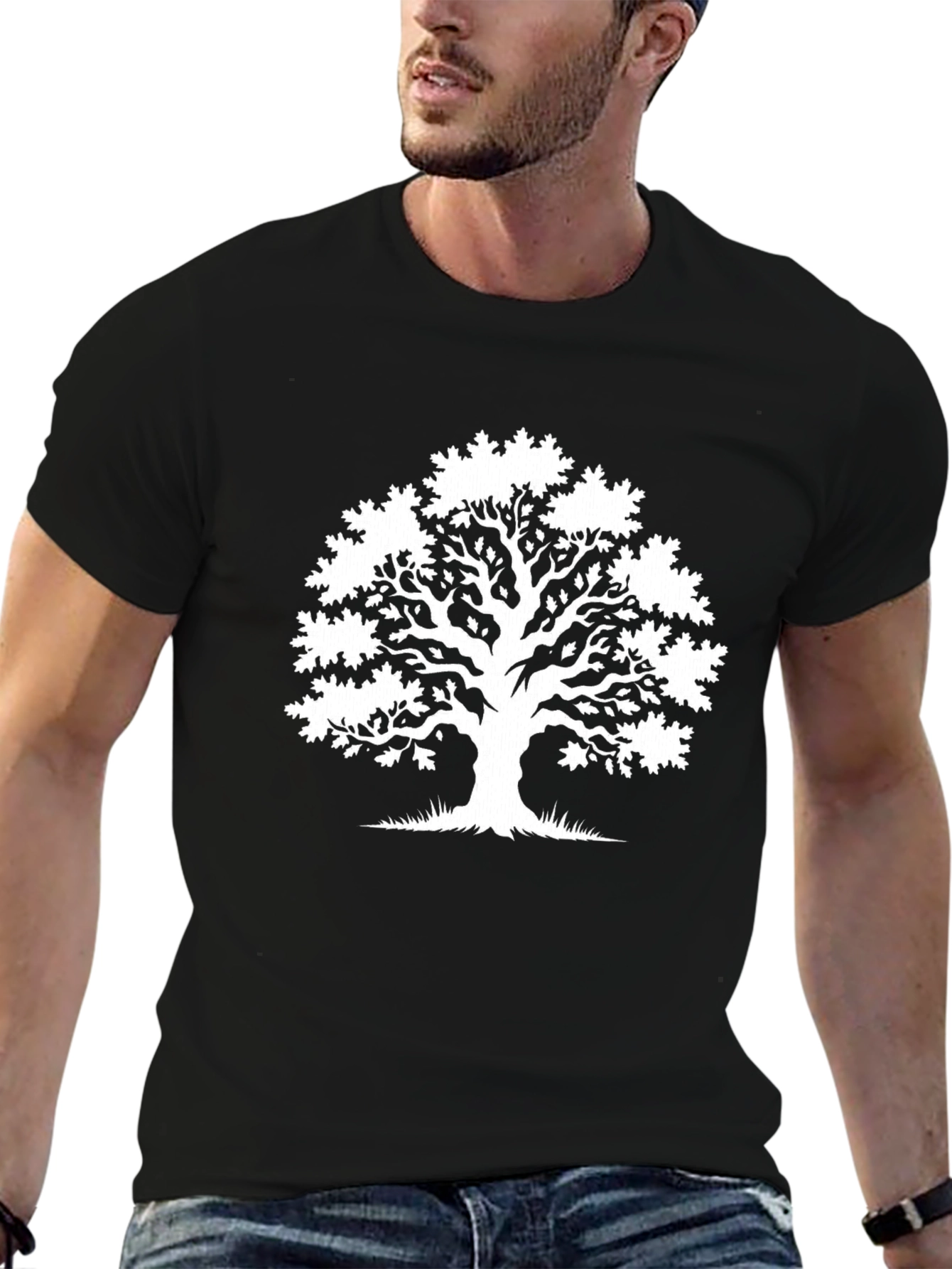 Nature Tree Graphic Tee - Black Casual T-Shirt