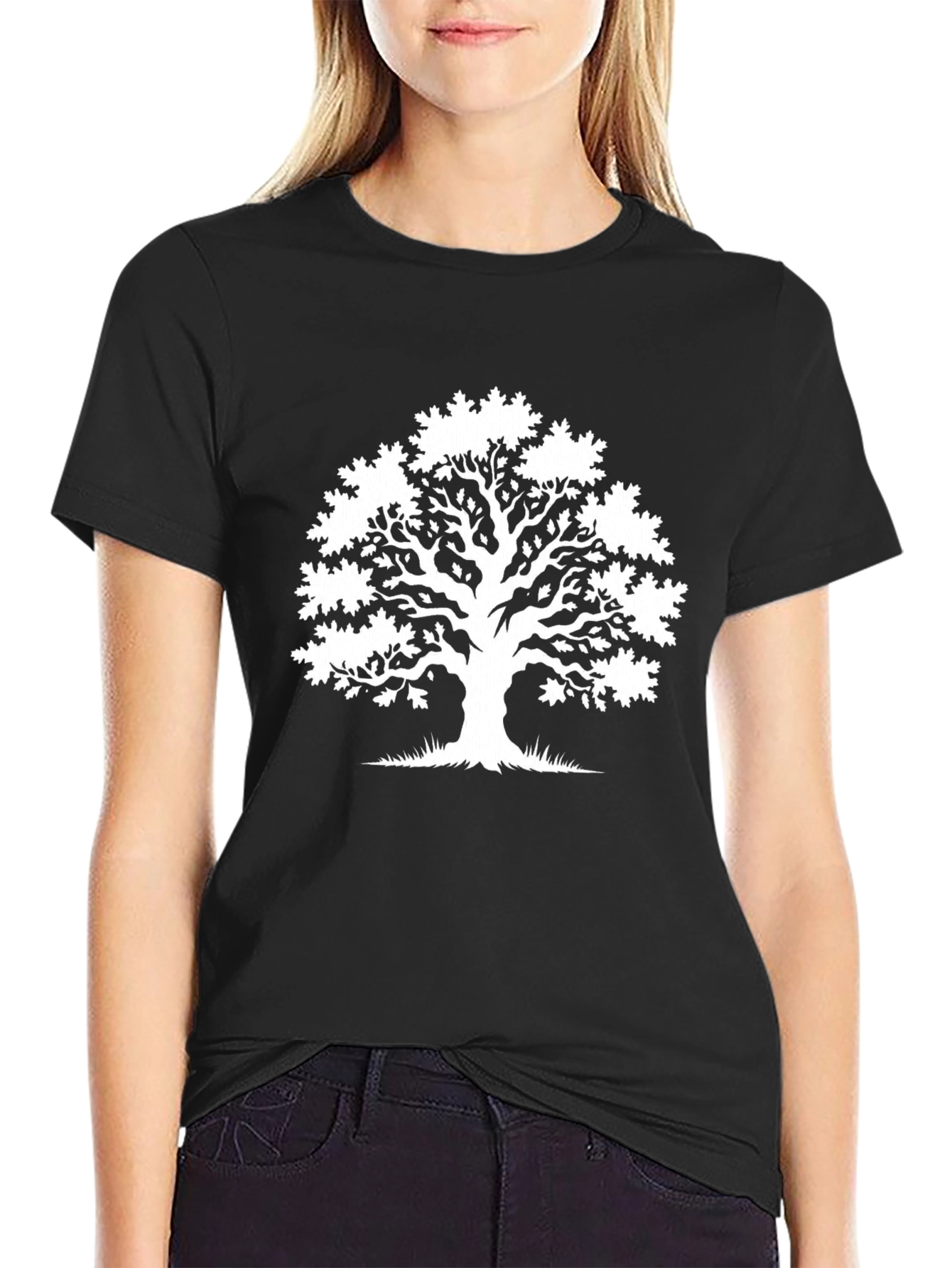 Nature Tree Graphic Tee - Black Casual T-Shirt