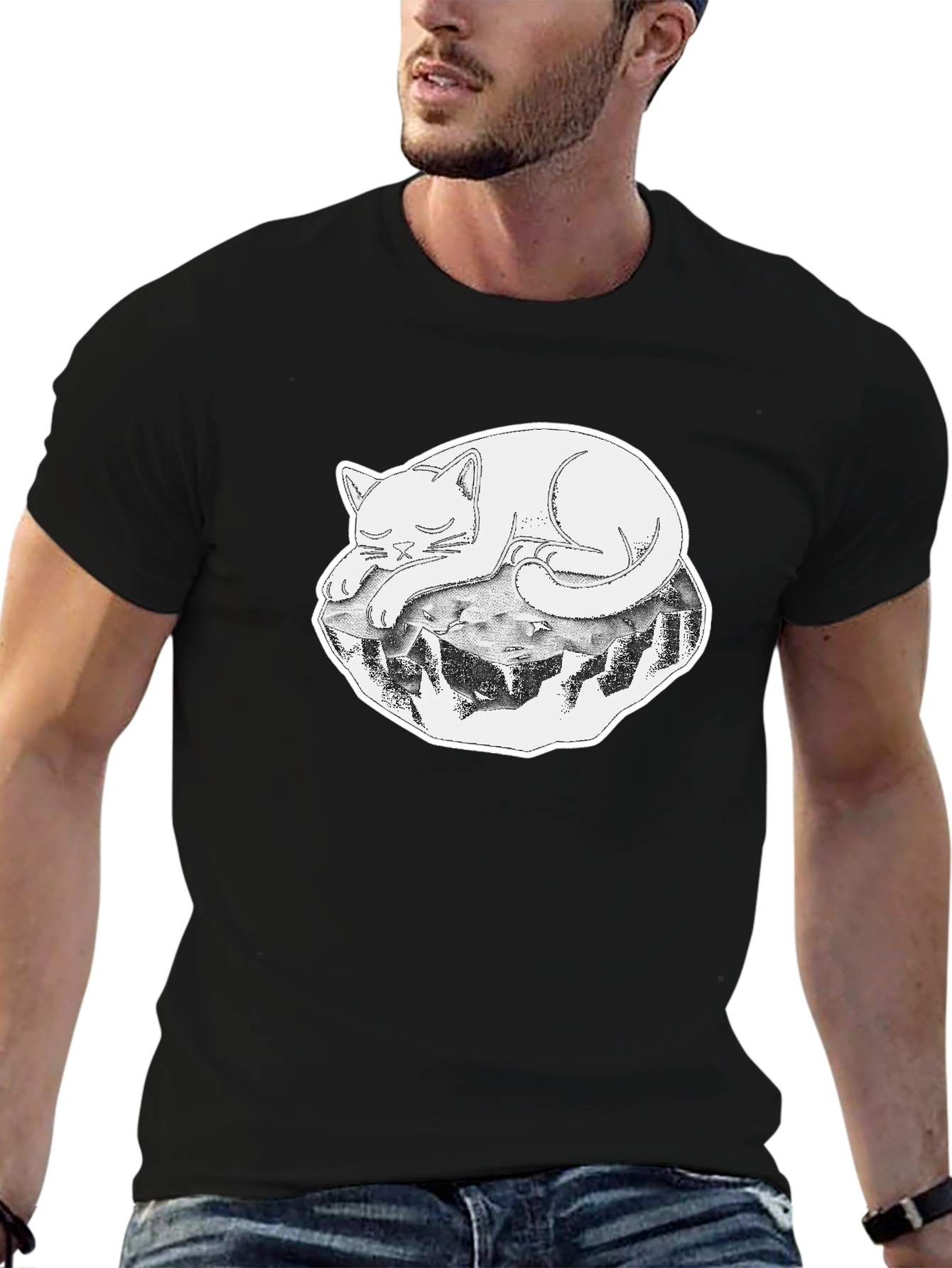 Cool Cat on a Rock Graphic Tee