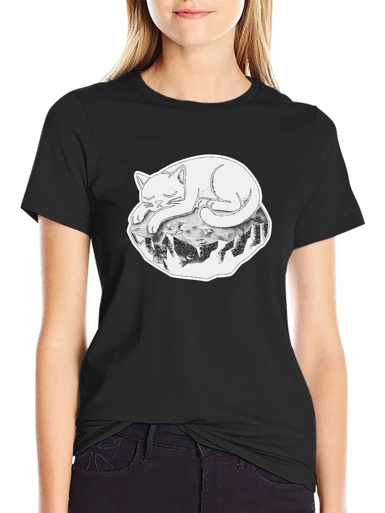 Cool Cat on a Rock Graphic Tee