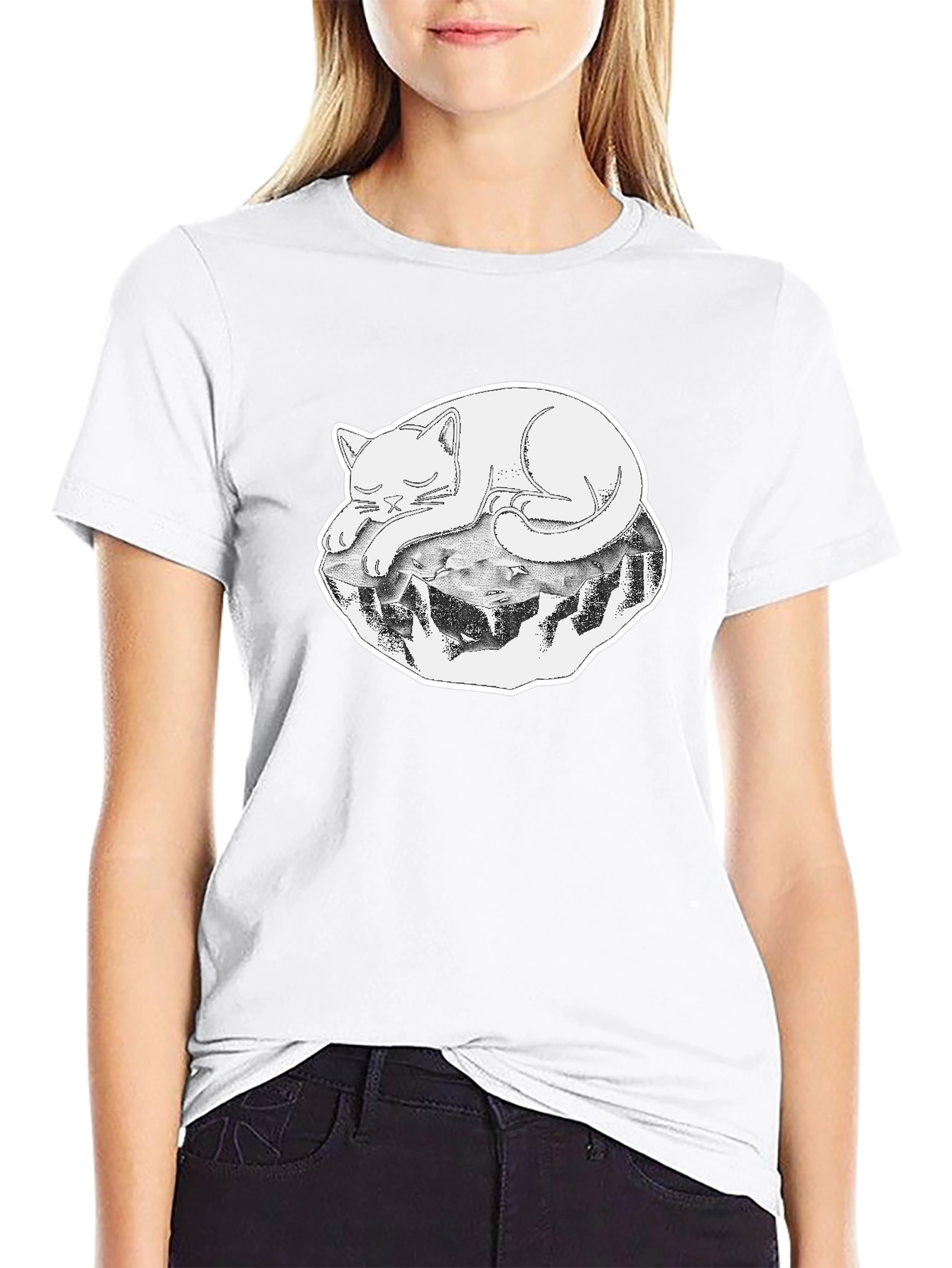 Cool Cat on a Rock Graphic Tee