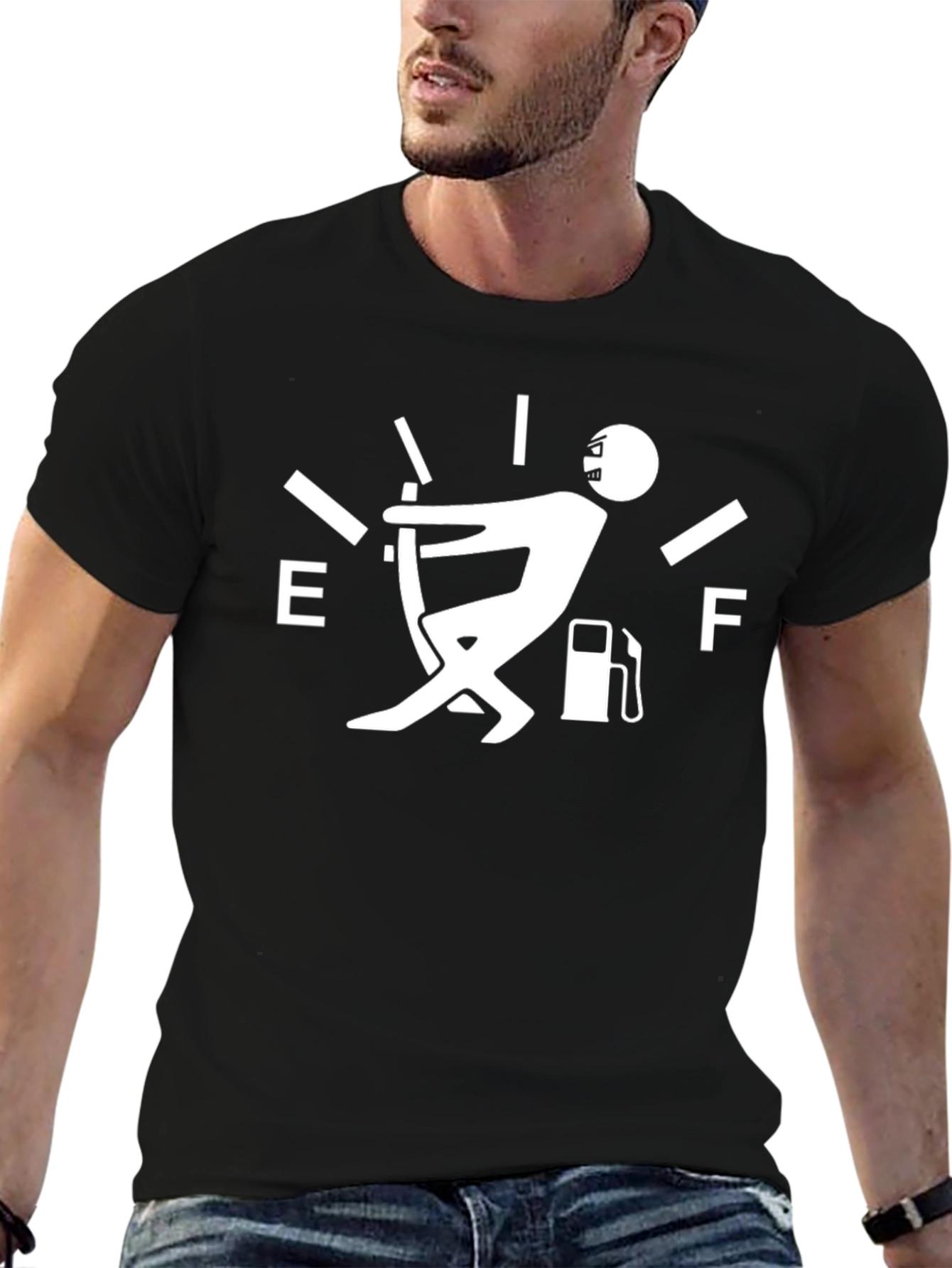 Humorous Fuel Gauge Mens Black T-Shirt