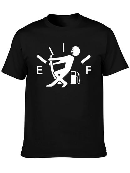 Humorous Fuel Gauge Mens Black T-Shirt