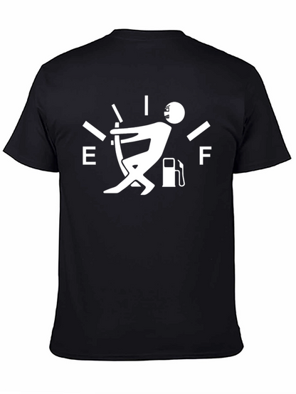 Humorous Fuel Gauge Mens Black T-Shirt