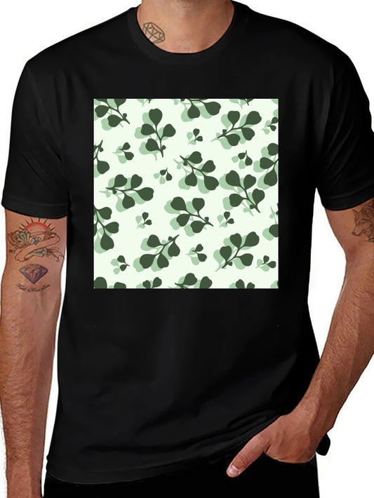 Leaf Pattern Black T-Shirt