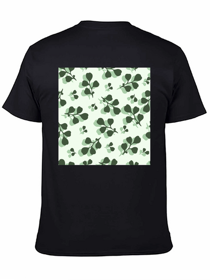 Leaf Pattern Black T-Shirt
