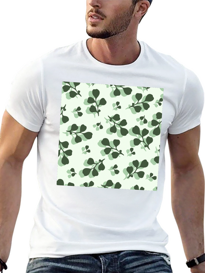 Leaf Pattern Black T-Shirt