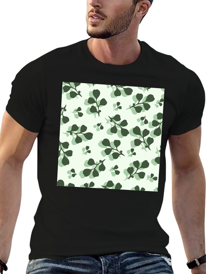 Leaf Pattern Black T-Shirt