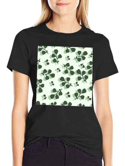 Leaf Pattern Black T-Shirt