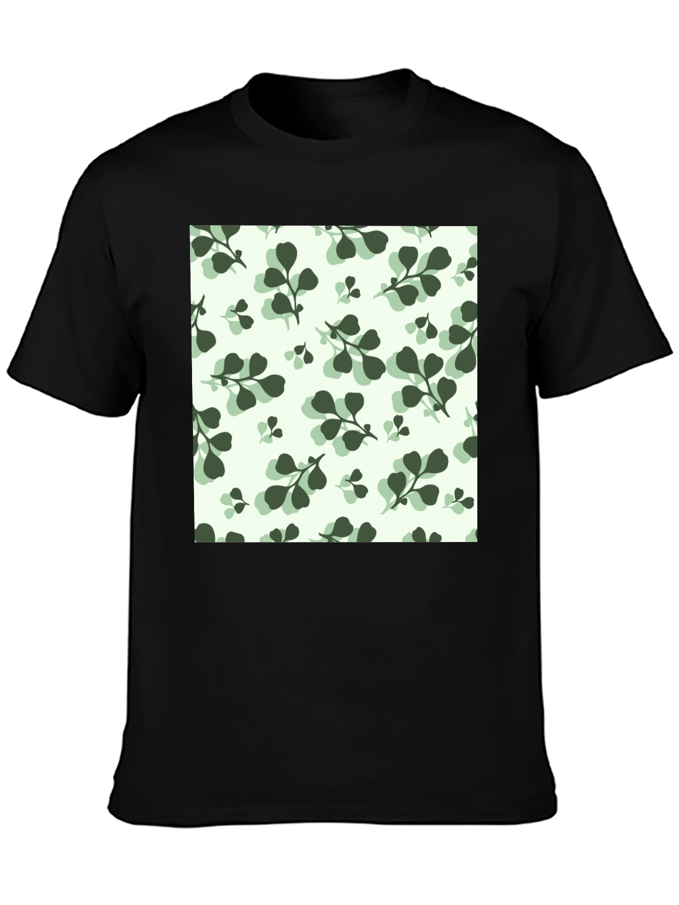 Leaf Pattern Black T-Shirt
