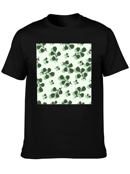 Leaf Pattern Black T-Shirt