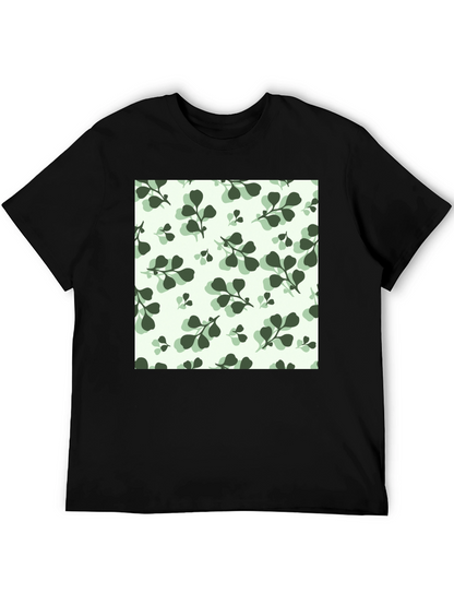 Leaf Pattern Black T-Shirt