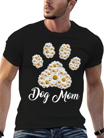 Dog Mom Daisy Paw Print T-Shirt