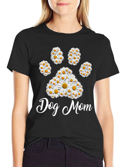 Dog Mom Daisy Paw Print T-Shirt