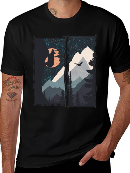 Mountain Wolf Graphic T-Shirt - Black