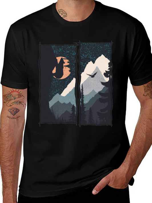 Mountain Wolf Graphic T-Shirt - Black