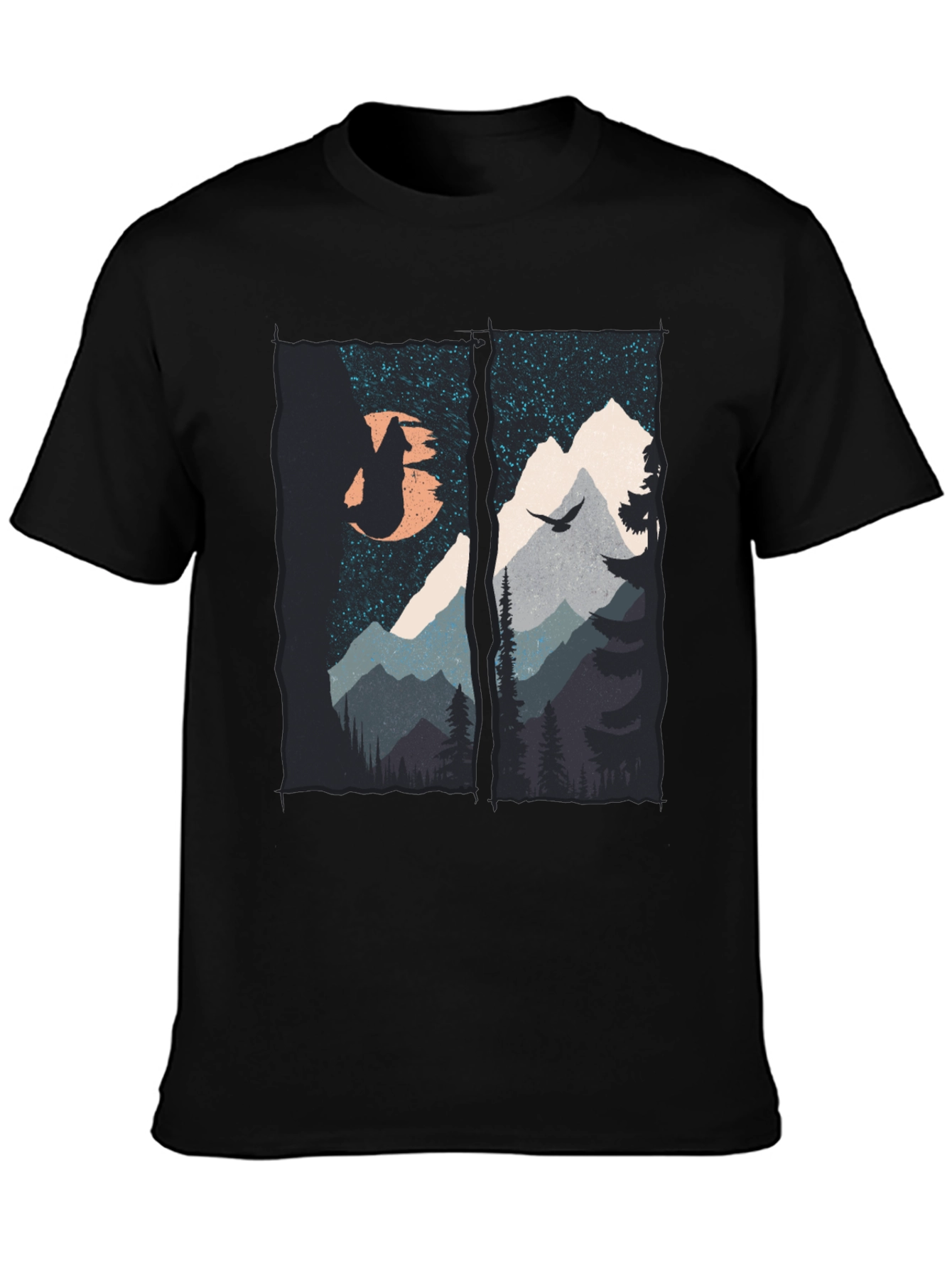 Mountain Wolf Graphic T-Shirt - Black