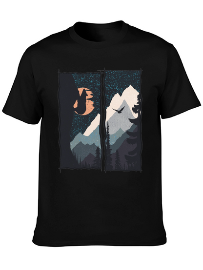 Mountain Wolf Graphic T-Shirt - Black