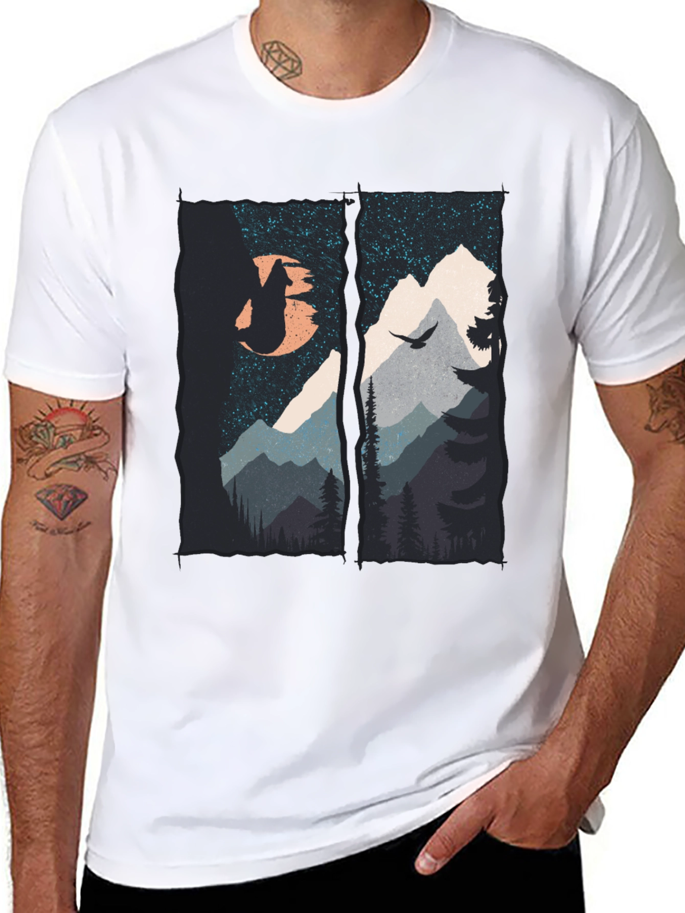 Mountain Wolf Graphic T-Shirt - Black