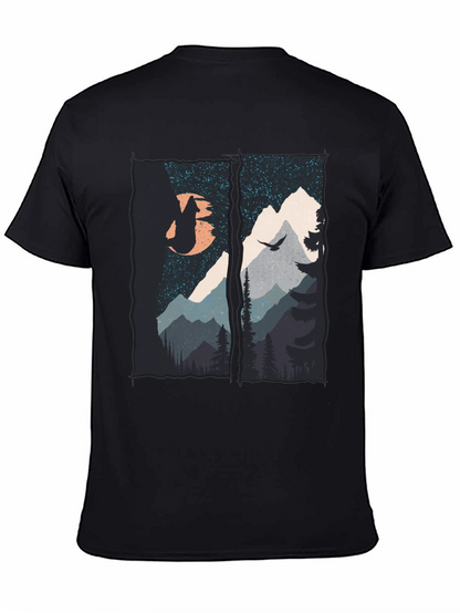 Mountain Wolf Graphic T-Shirt - Black