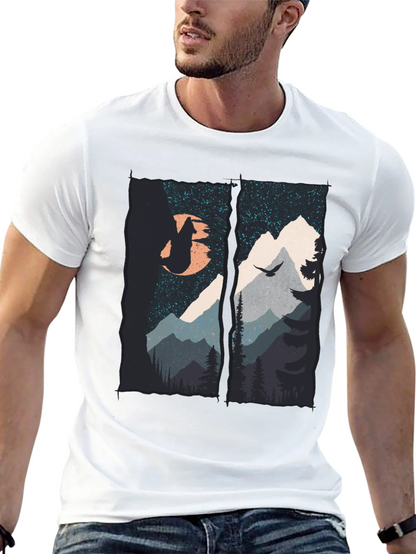 Mountain Wolf Graphic T-Shirt - Black