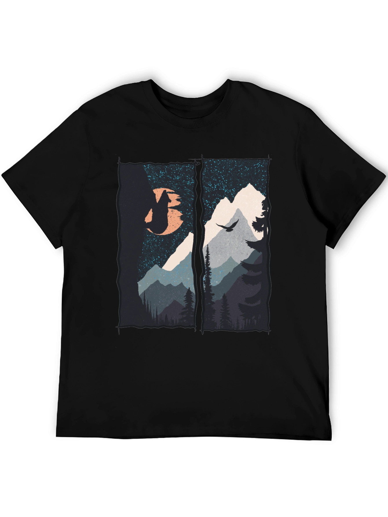 Mountain Wolf Graphic T-Shirt - Black