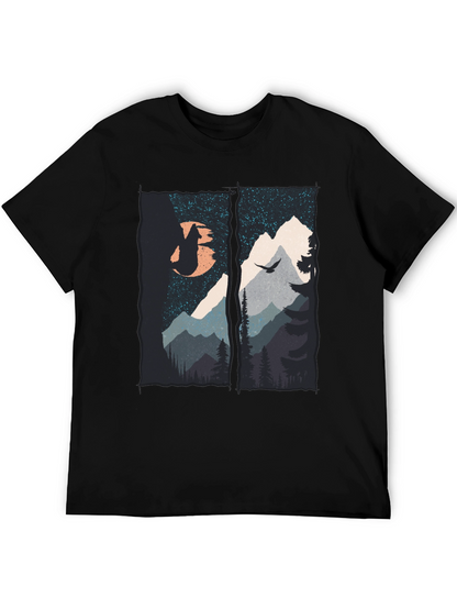 Mountain Wolf Graphic T-Shirt - Black