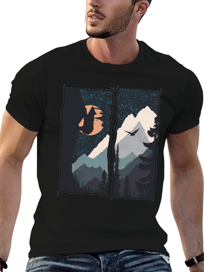 Mountain Wolf Graphic T-Shirt - Black