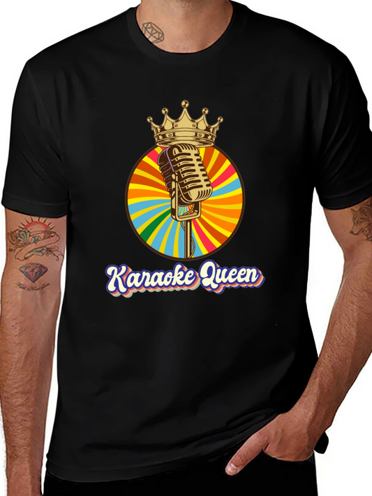 Karaoke Queen Graphic Tee - Retro Mic Design