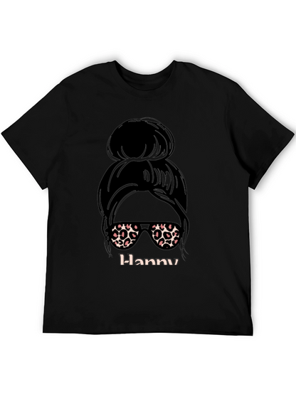 Hanny Messy Bun Leopard Print T-Shirt