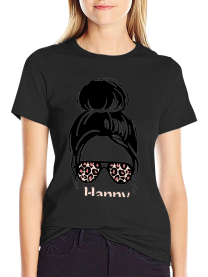 Hanny Messy Bun Leopard Print T-Shirt