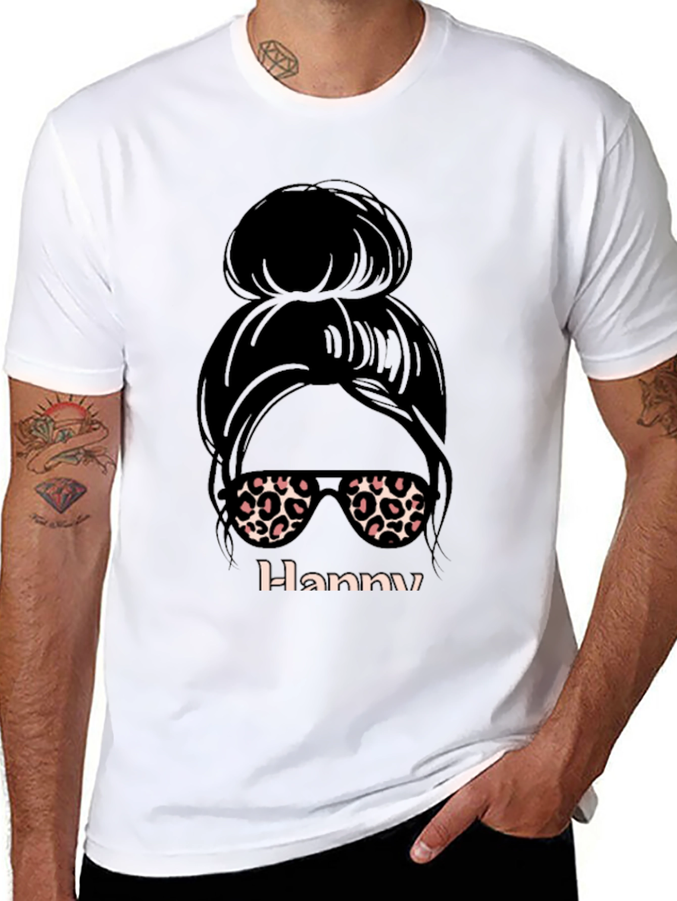 Hanny Messy Bun Leopard Print T-Shirt