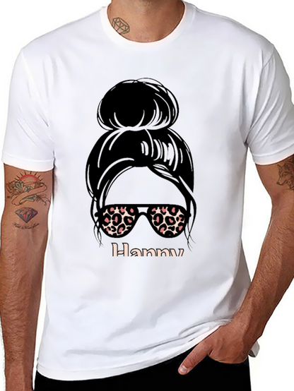 Hanny Messy Bun Leopard Print T-Shirt