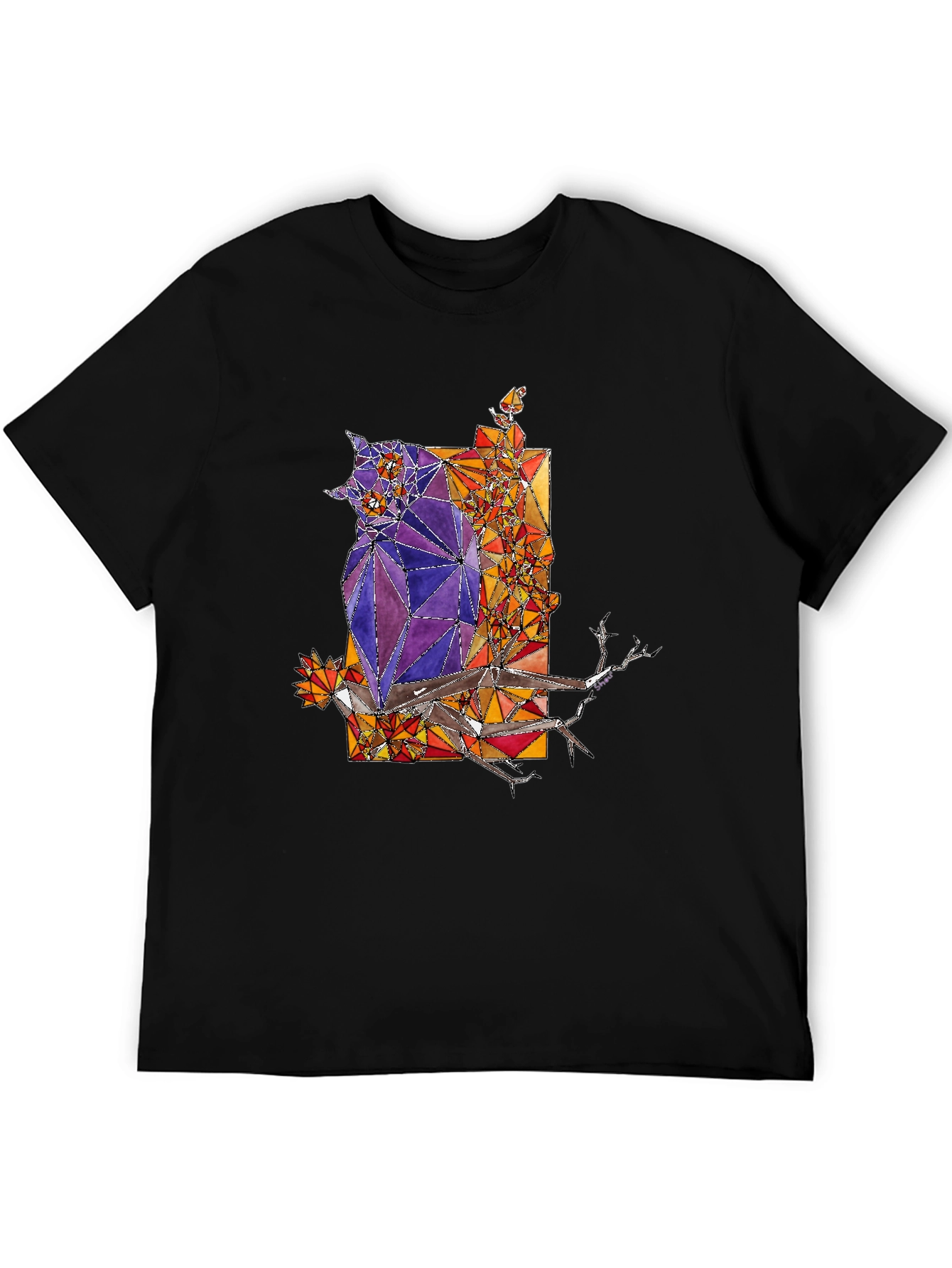 Abstract Owl Graphic Tee - Mens Black T-Shirt